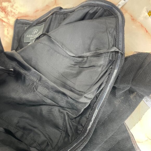 Adrianna Papell Shutter Peplum Gown Dress Black Lace Size 6 Strapless - Picture 5 of 8